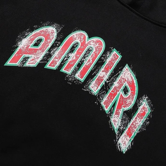Style number: 884 P220 Fabric: 360g pure cotton terry sweatshirt AMIRI 2025 autumn and winter new logo hooded terry sweatshirt high street unisex loose classic letter jacket Color: black Size: S M L XL