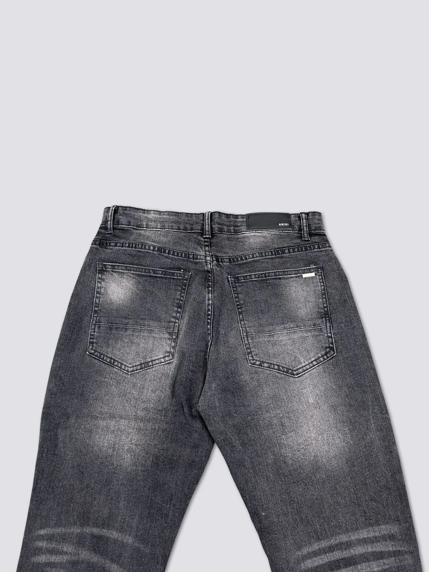 AMIRI's new jeans, washed, ripped, pink leather denim trousers, same style for men and women. Color: black. Size: S-XL (28-34)