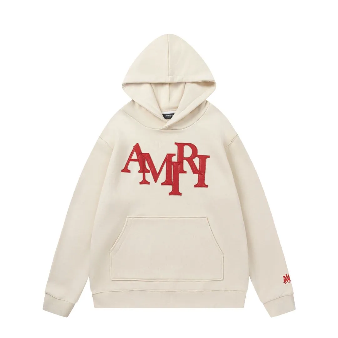 7163#P316AMIRI leather embroidered LOGO, color: black, white, apricot white, dark green, size: S M L XL