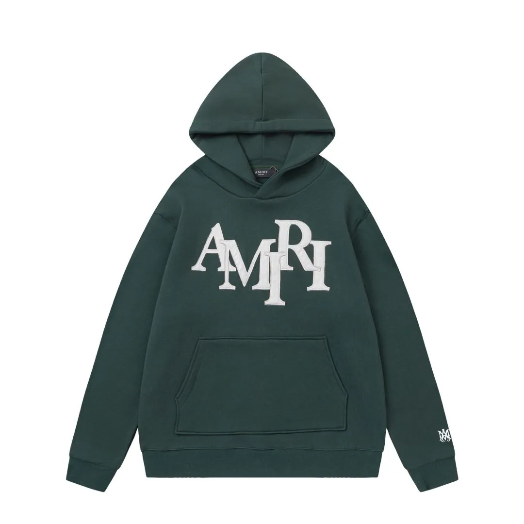 7163#P316AMIRI leather embroidered LOGO, color: black, white, apricot white, dark green, size: S M L XL