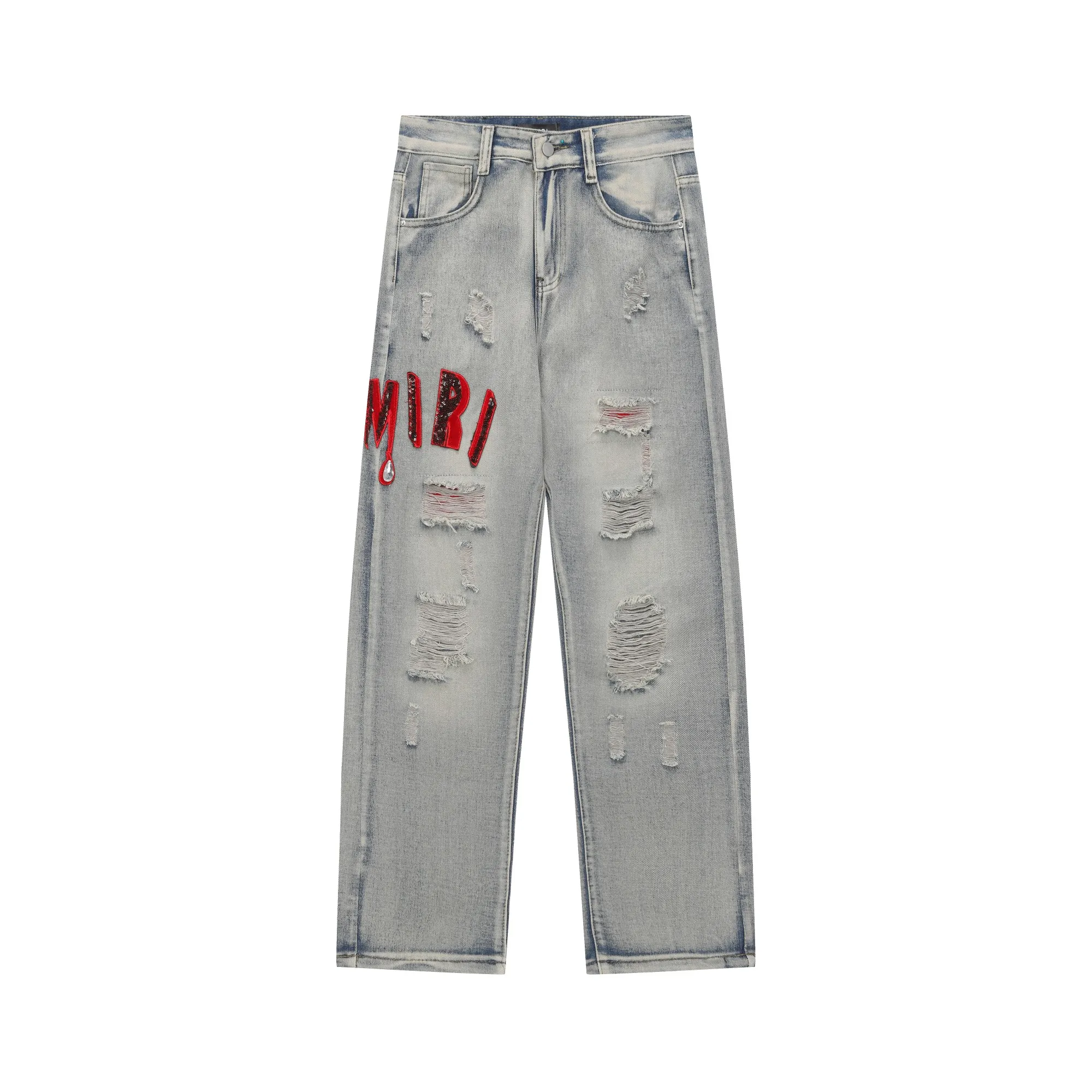 P270 Amiri blood and tears high street ripped embroidered washed jeans Color: Picture color Code number: 28-36