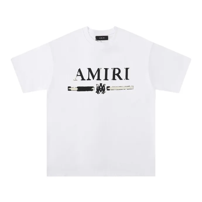 Style number: 654 P114 Fabric: 260g double yarn AMIRI 2025 spring and summer new logo round neck T-shirt high street unisex style loose classic short-sleeved color: black white code number: S M L XL