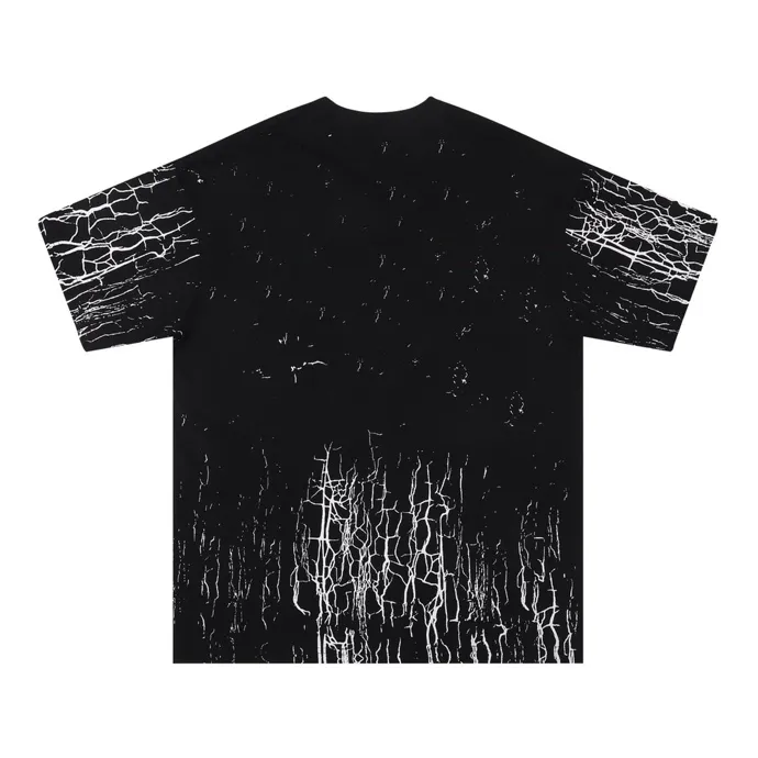 Style number: 666 P126 Fabric: 260g double yarn AMIRI 2025 spring and summer new logo round neck T-shirt high street men and women loose classic cracked letter short sleeves Color: black white Size: S M L XL