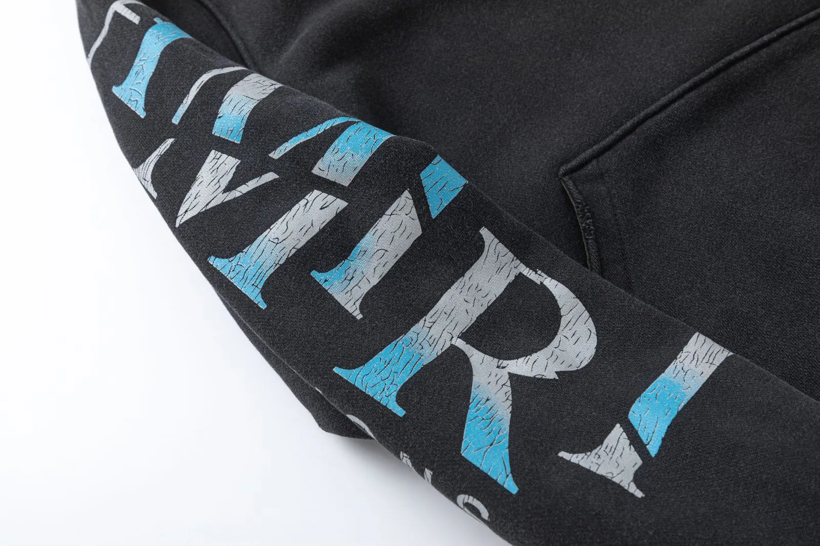 7185#P330AMIRI grimace washed distressed hooded sweatshirt, color: black, size: S M L XL