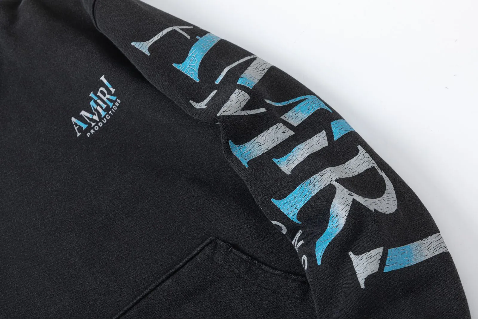 7185#P330AMIRI grimace washed distressed hooded sweatshirt, color: black, size: S M L XL