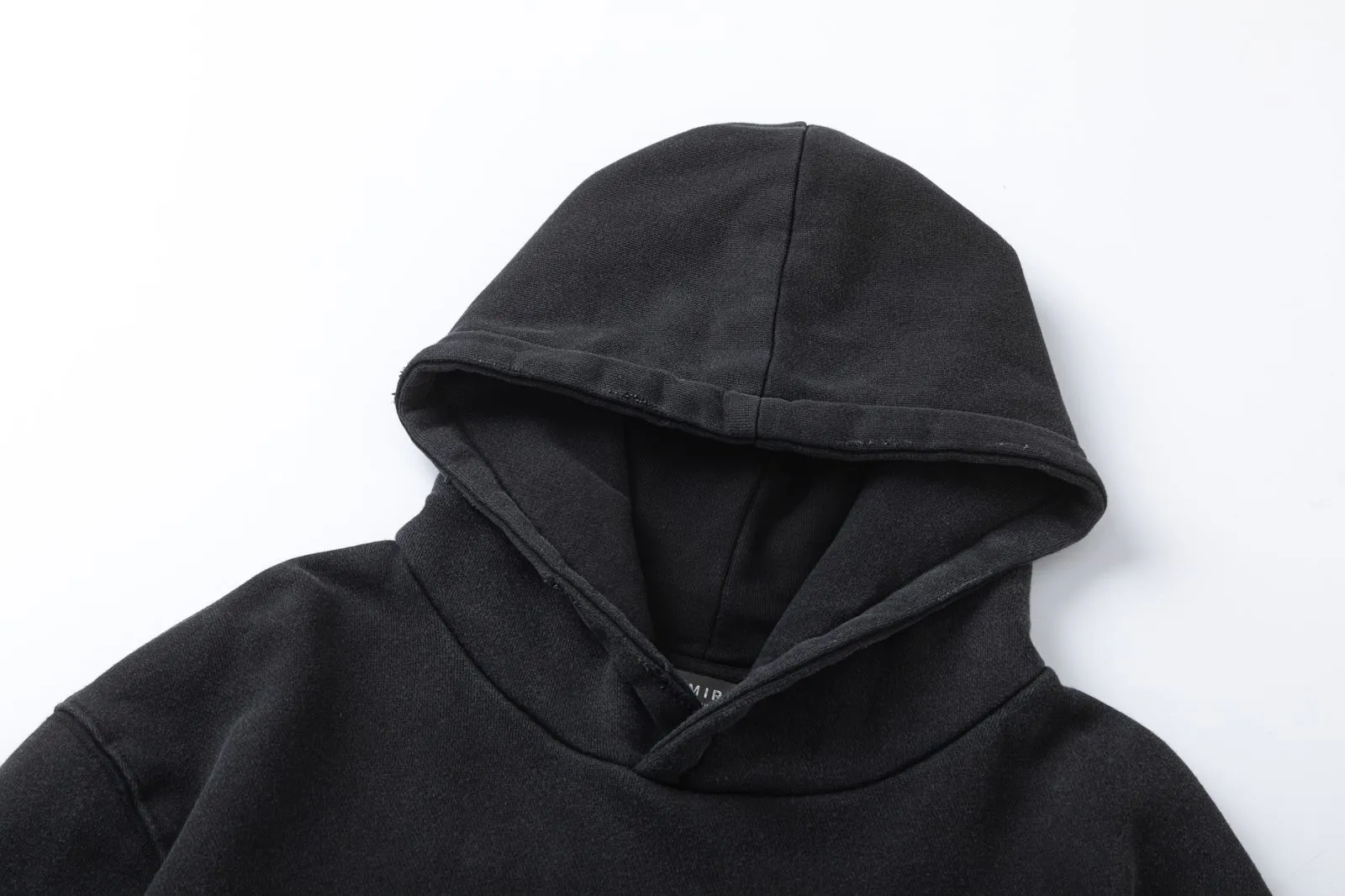 7185#P330AMIRI grimace washed distressed hooded sweatshirt, color: black, size: S M L XL