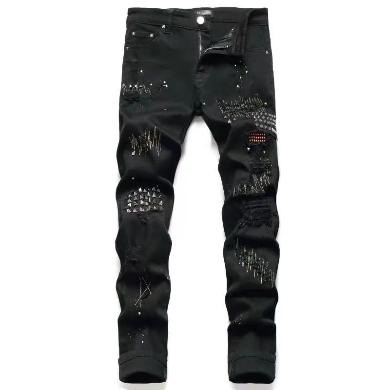 P156 Style No. Cc649 AMIRI MX1 high street jeans slim fit rivet trousers FOG high street men's trend AMIRI In recent years, high street has become an increasingly common word in men's clothing. High street style has also become an important direction for everyone to match. Oversize is basically indispensable for high street related items. Color: Picture color Code number: m-2xl