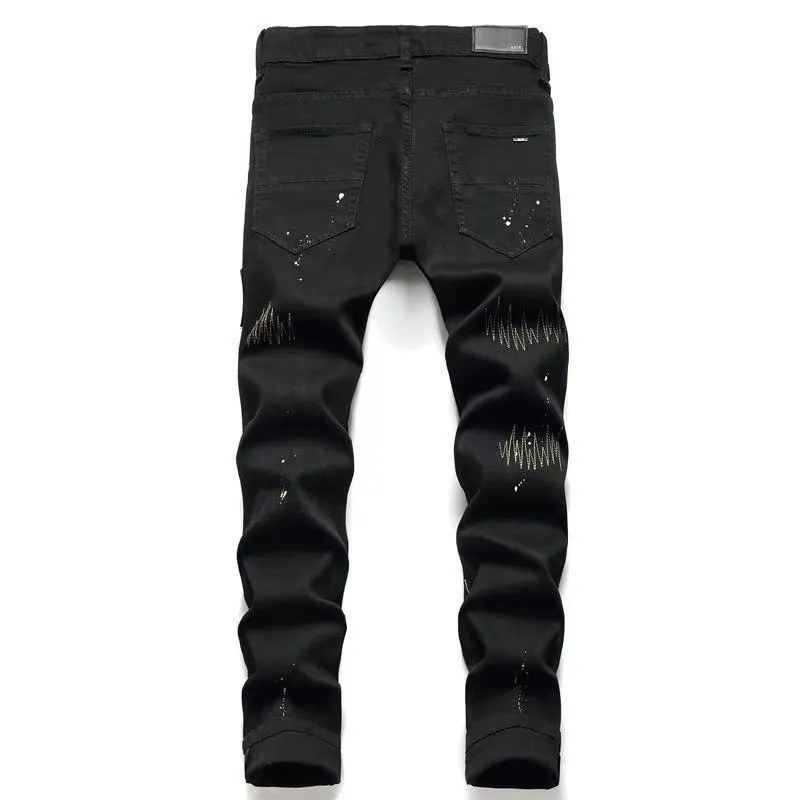 P156 Style No. Cc649 AMIRI MX1 high street jeans slim fit rivet trousers FOG high street men's trend AMIRI In recent years, high street has become an increasingly common word in men's clothing. High street style has also become an important direction for everyone to match. Oversize is basically indispensable for high street related items. Color: Picture color Code number: m-2xl