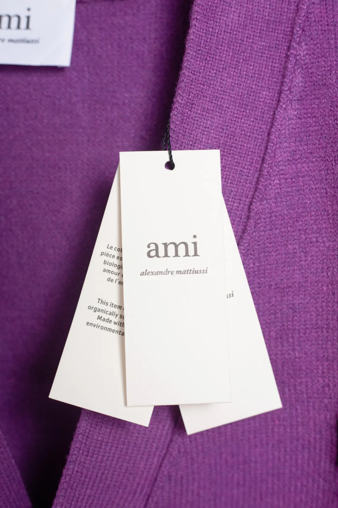 P186 Style No.: MQ802 AMI Classic Big Love Series Jacquard Cardigan Sweater Highest Version Supports Comparison Color: Purple, Size: S-XL