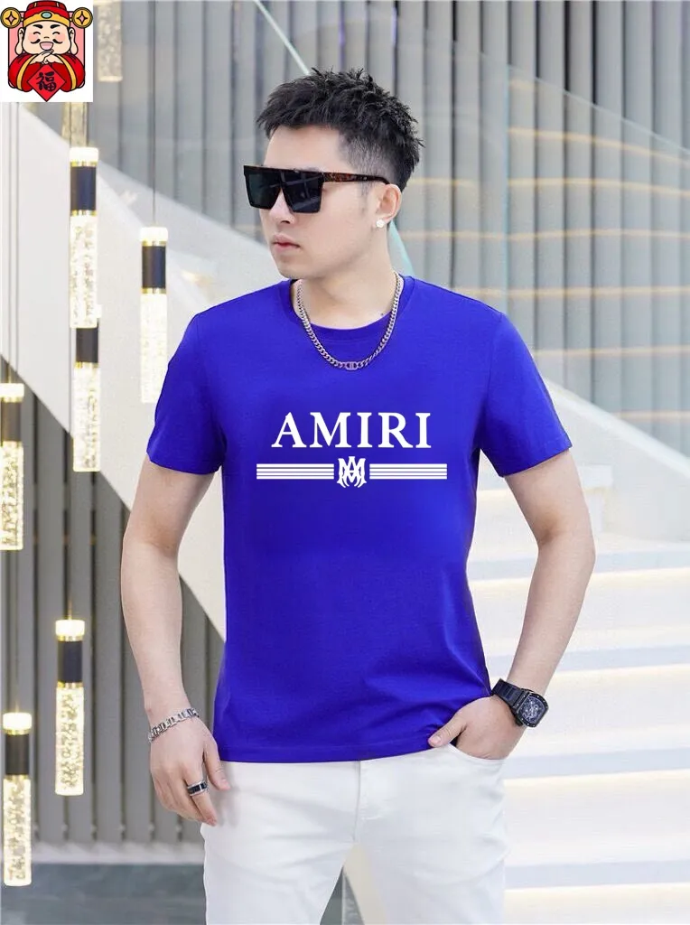 P140 Original men's casual short-sleeved T-shirt from the brand [AMIRI] (Good News for Fat People), new product for the spring and summer of 2025, customized top-notch logo craftsmanship on the chest, matched with the entire details, top-notch quality and tailoring design, customized imported mercerized cotton fabric! Full of style, the color scheme is light and versatile. M-5XL (wear up to 220 pounds)