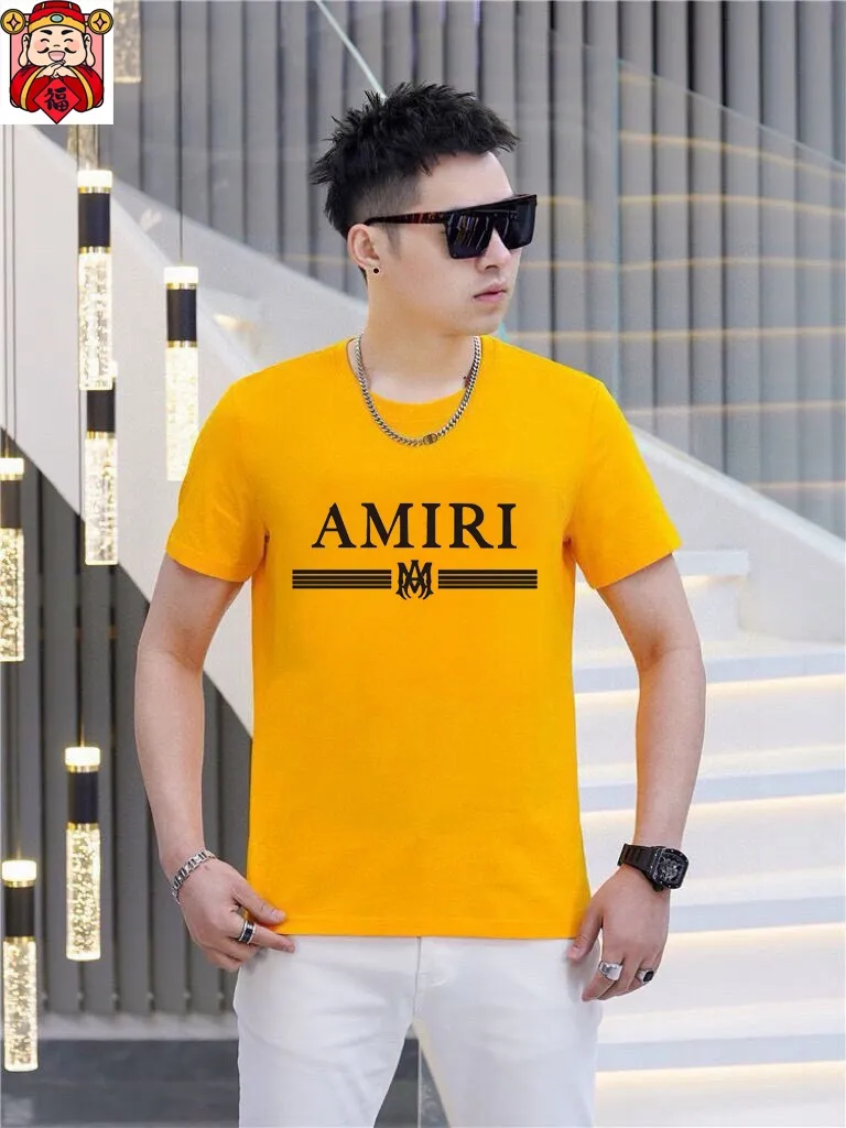P140 Original men's casual short-sleeved T-shirt from the brand [AMIRI] (Good News for Fat People), new product for the spring and summer of 2025, customized top-notch logo craftsmanship on the chest, matched with the entire details, top-notch quality and tailoring design, customized imported mercerized cotton fabric! Full of style, the color scheme is light and versatile. M-5XL (wear up to 220 pounds)