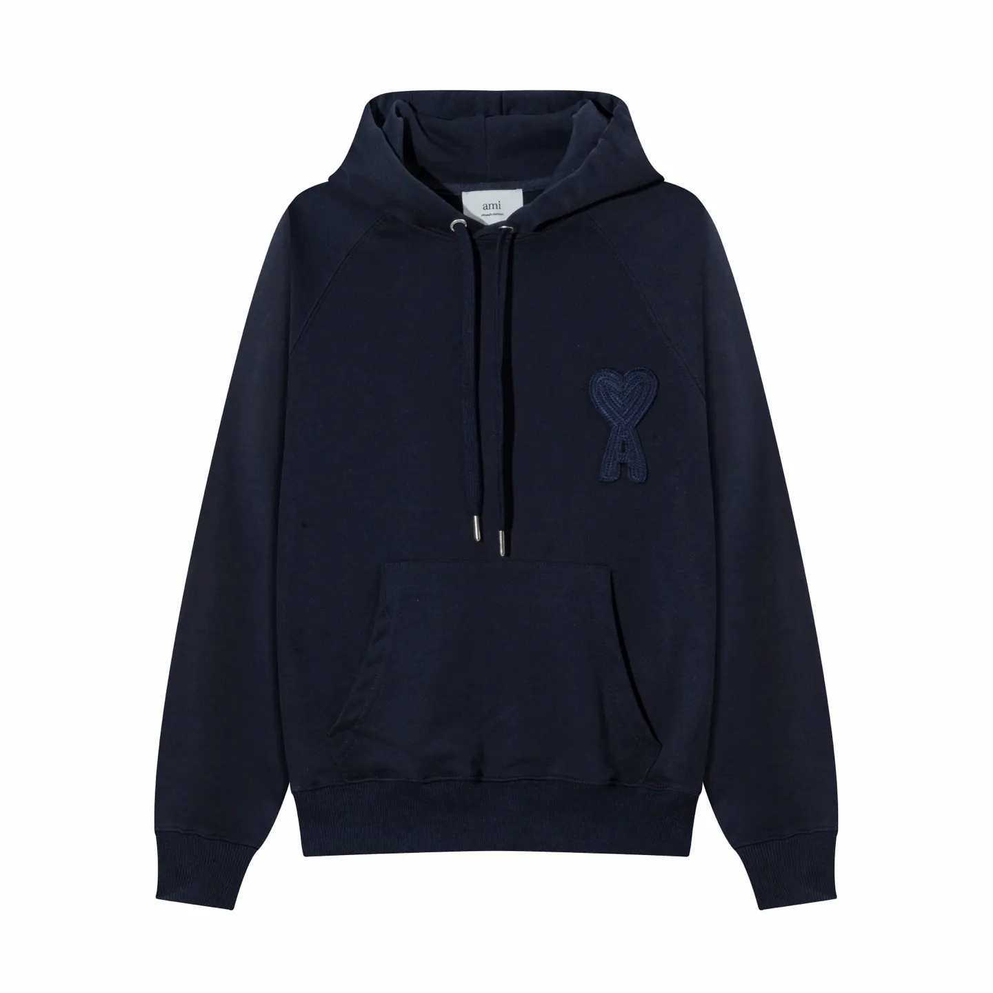 668# AMI PARIS 25 new autumn and winter classic woven big love towel embroidered raglan hooded sweatshirt, customized 360g pure cotton fabric YP replica, new main wheat, washable wheat QR code can be scanned, same style for men and women, color: black, Baolan, apricot/red heart, code number: S-XL