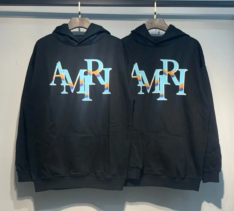 882 model P220 high quality 360g pure cotton terry AMIRI real shot sweatshirt black hanging shot S. M. L. XL