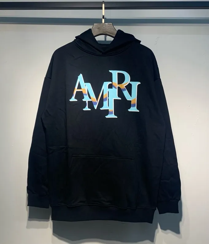 882 model P220 high quality 360g pure cotton terry AMIRI real shot sweatshirt black hanging shot S. M. L. XL