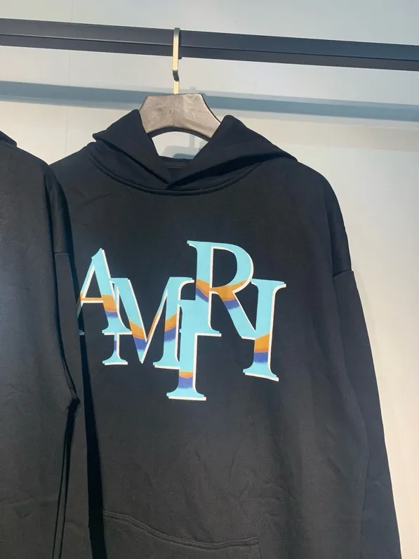 882 model P220 high quality 360g pure cotton terry AMIRI real shot sweatshirt black hanging shot S. M. L. XL