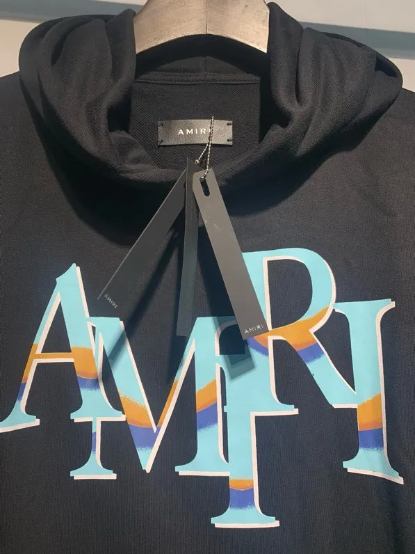 882 model P220 high quality 360g pure cotton terry AMIRI real shot sweatshirt black hanging shot S. M. L. XL