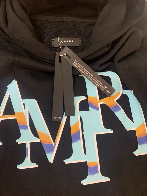 882 model P220 high quality 360g pure cotton terry AMIRI real shot sweatshirt black hanging shot S. M. L. XL