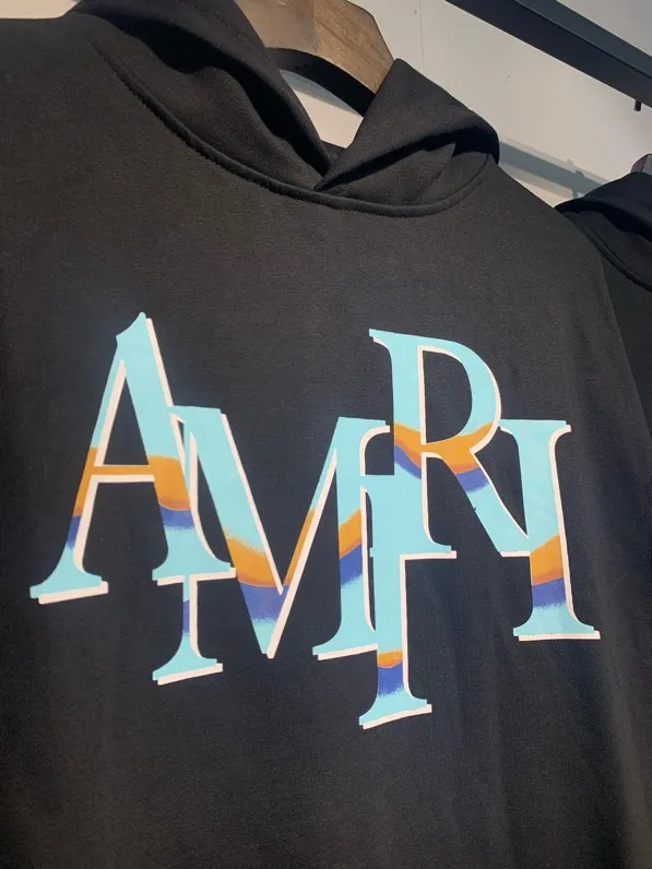 882 model P220 high quality 360g pure cotton terry AMIRI real shot sweatshirt black hanging shot S. M. L. XL