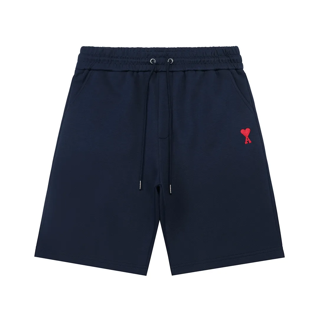 🅿️200 AMI 2025 new style, light luxury, embroidered love letter logo, essential for daily commuting for men and women, casual shorts ·Customized terry fabric ·Elastic + drawstring adjustable waistband ·Imported machine high-density embroidery technology ·Waist label, tag, three wash marks complete Color: dark blue Size: M L XL XXL XXXL