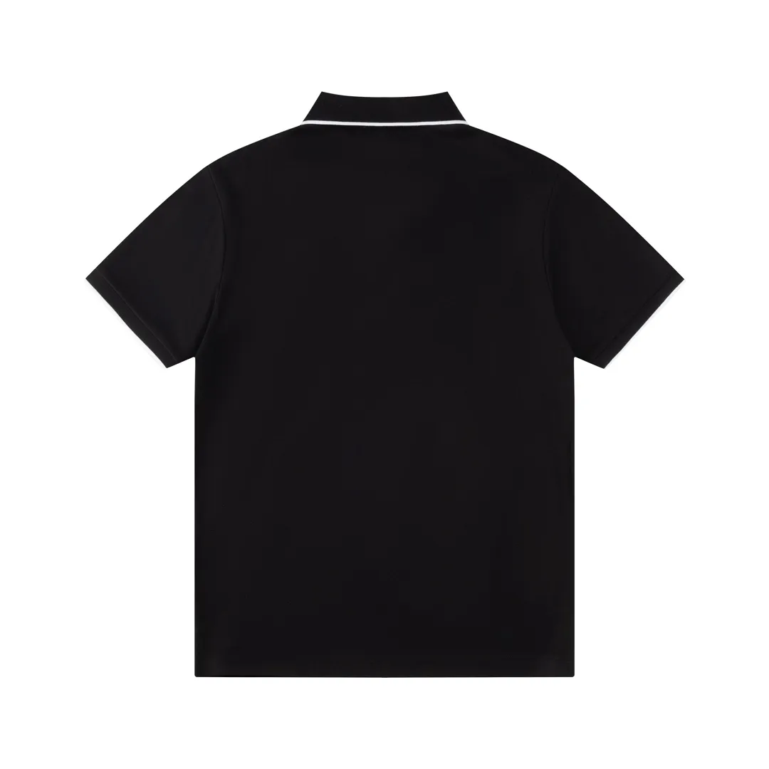 P180 AMIRI/Amiri, the American fashion brand's 2025 spring and summer Polo shirt, the same style is sold at the counter, customized fabrics, excellent texture, contrasting color splicing, ready-made clothes with stylish drapes, comfortable to wear and skin-friendly, heavy workmanship to create the original logo, complete three labels, excellent upper body effect, original purchase, a must-have for men's wardrobe. Color: Black Size: M-3XL