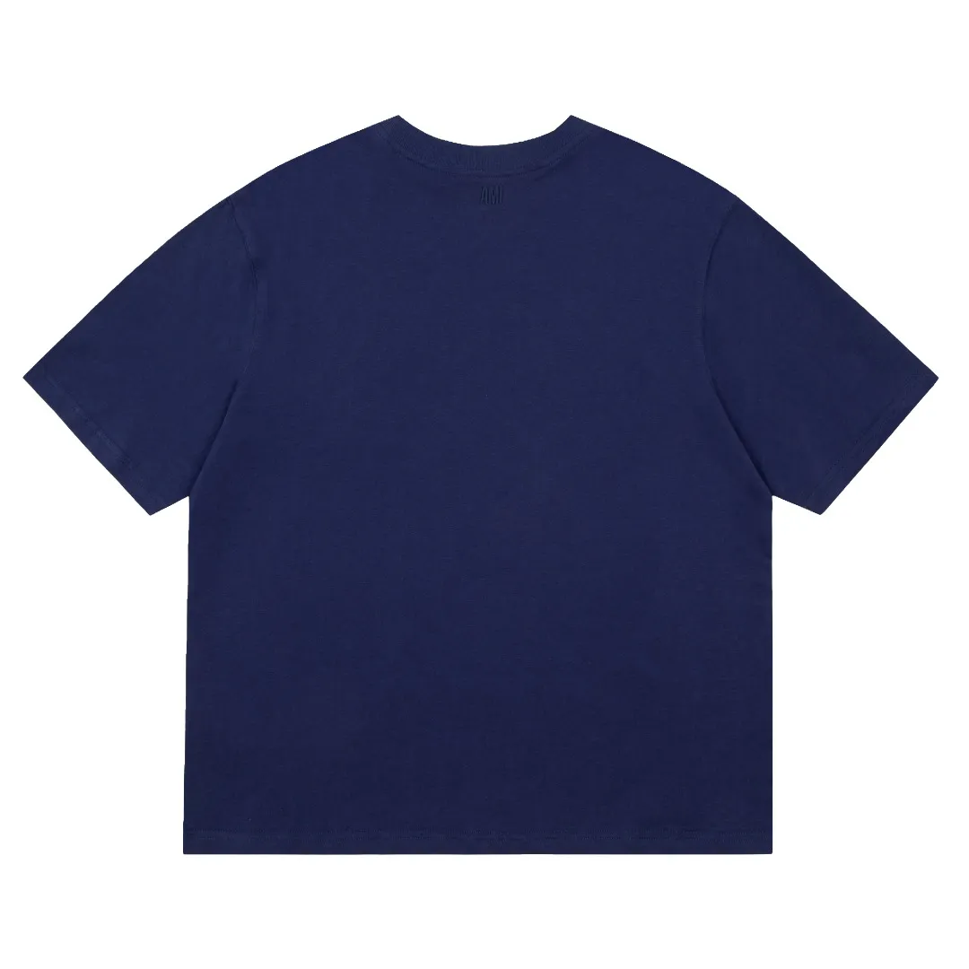 Ami Amy 2024ss autumn classic small embroidered love short sleeves ✅2024 newly upgraded two-end folded handmade main wheat Restore counter ✅240G Xinjiang long-staple cotton top double yarn Shrinkage controlled at 2% Export-grade solid color quality It is truly not easy to deform, shrink, and does not fade ✅The maximum size can be worn up to 230 pounds No pressure for exporting to Europe and the United States Size S-XL Color: 7 colors white black gray color blue Navy blue dark green brown