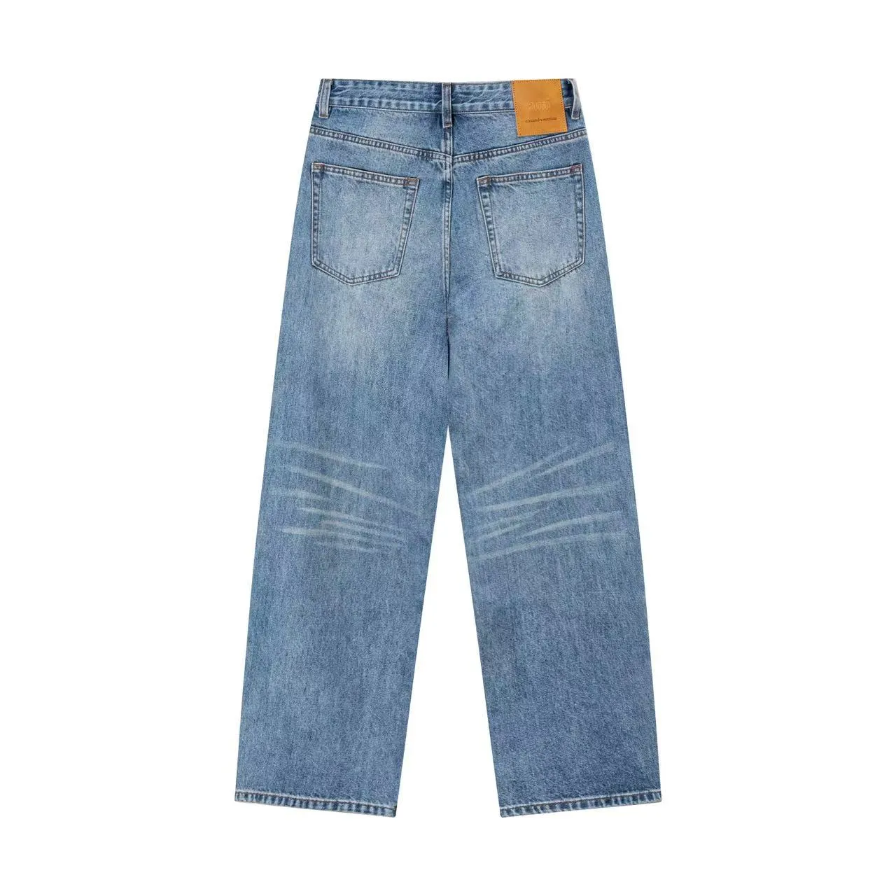 2289# AMI PARIS 25 new autumn and winter products [Same style as Zhou Yiran] Men's high-waisted wide-leg jeans, retro casual cotton denim straight trousers, buttons decorated with LOGO YP replica, can be worn by men and women, color: denim basket, code number: 29 30 32 34 36