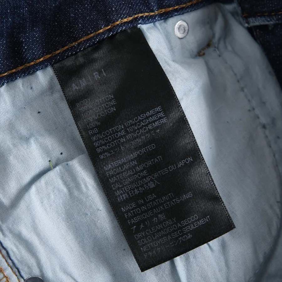 P168 💰 AMIRI patch embroidery jeans trousers AMIRI high street basic ripped tight elastic jeans trousers amiri brand jeans break the production process and cutting of the original jeans, the fabrics are softer and more comfortable Hand-sewn collar label Customized logo buttons Genuine leather tag Color: Picture color Size: 30-32-34-36