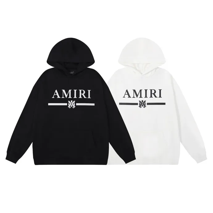 Style number: 871 P220 Fabric: 360g pure cotton terry sweatshirt AMIRI 2025 autumn and winter new logo hooded terry sweatshirt high street unisex loose classic letter jacket Color: Black White Size: S M L XL