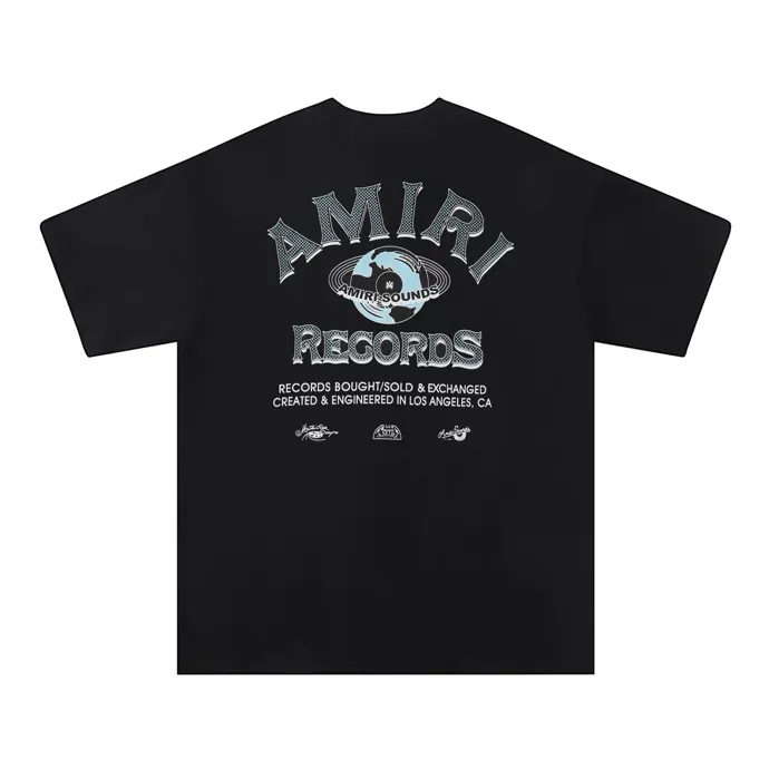 Style number: 699 P120 Fabric: 260g double yarn AMIRI 2025 spring and summer new logo round neck T-shirt high street unisex style loose classic letter short sleeves Color: White Black Size: S M L XL