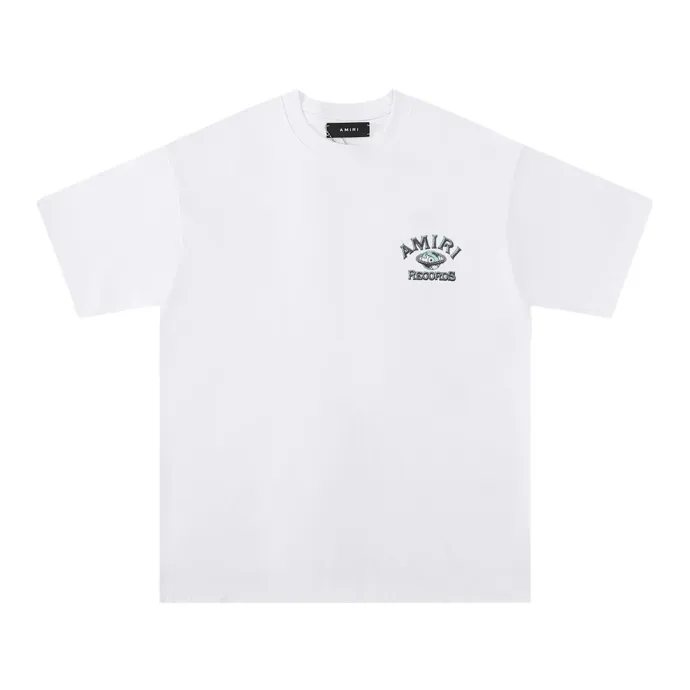 Style number: 699 P120 Fabric: 260g double yarn AMIRI 2025 spring and summer new logo round neck T-shirt high street unisex style loose classic letter short sleeves Color: White Black Size: S M L XL
