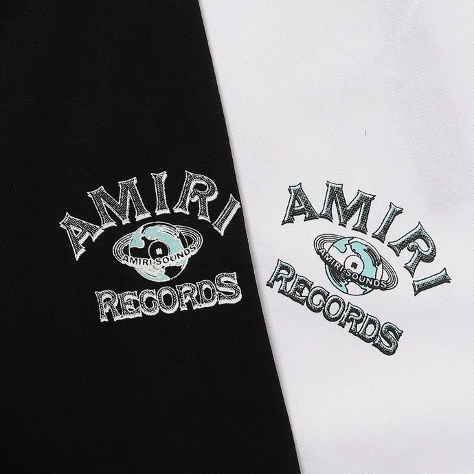 Style number: 699 P120 Fabric: 260g double yarn AMIRI 2025 spring and summer new logo round neck T-shirt high street unisex style loose classic letter short sleeves Color: White Black Size: S M L XL