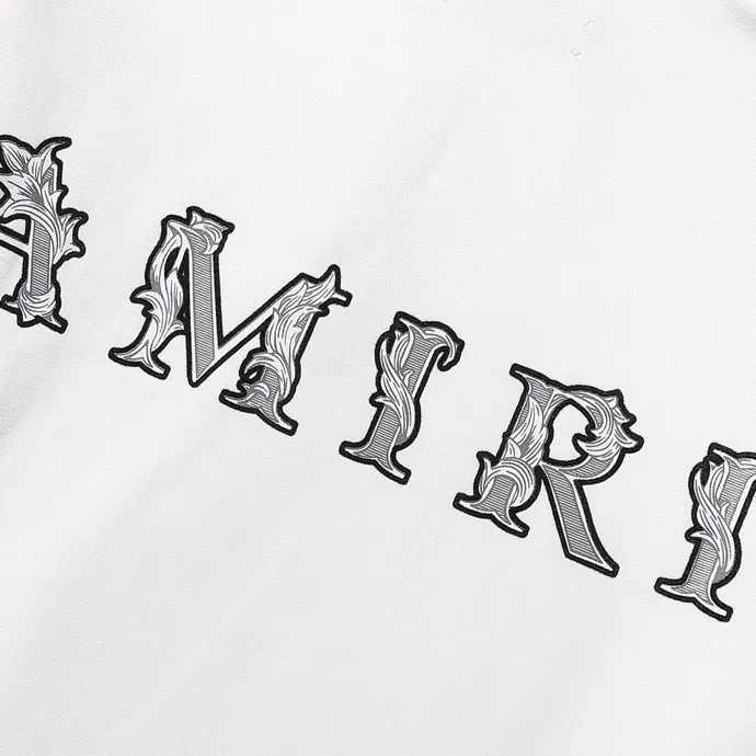 Style number: 880 P220 Fabric: 360g pure cotton terry sweatshirt AMIRI 2025 autumn and winter new logo hooded terry sweatshirt high street unisex loose classic letter jacket Color: black Size: S M L XL