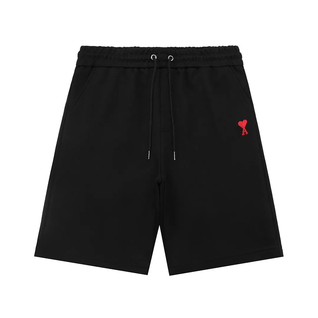 🅿️200 AMI 2025 new model, light luxury, embroidered love letters logo, essential for daily commuting for men and women, casual shorts ·Customized terry fabric ·Elastic + drawstring adjustable waistband ·Imported machine high-density embroidery technology ·Waist label, tag, three wash marks complete Color: Black Size: M L XL XXL XXXL