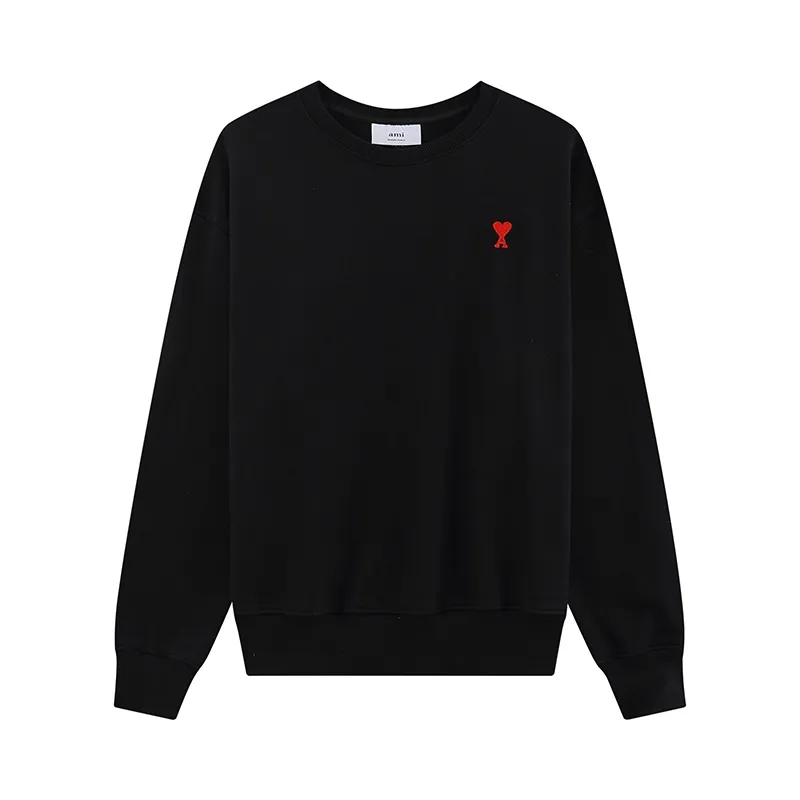 CY606# Ami Paris 2021 early autumn new product Ami de Coeur red love embroidered round neck sweatshirt for men and women. The fabric is made of 380G. Color: black, apricot, light blue, floral gray. Size: S-XL
