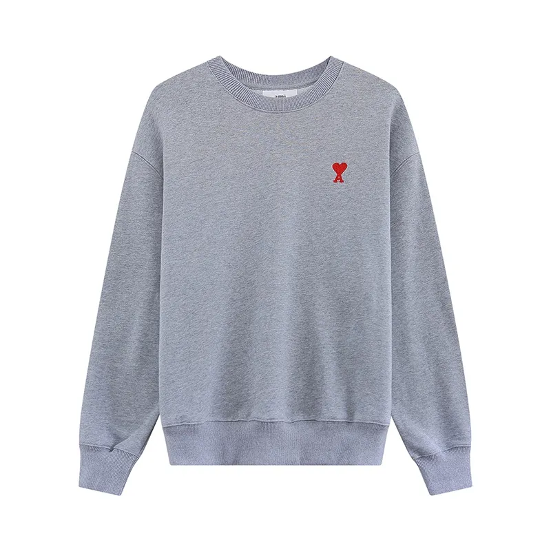 CY606# Ami Paris 2021 early autumn new product Ami de Coeur red love embroidered round neck sweatshirt for men and women. The fabric is made of 380G. Color: black, apricot, light blue, floral gray. Size: S-XL