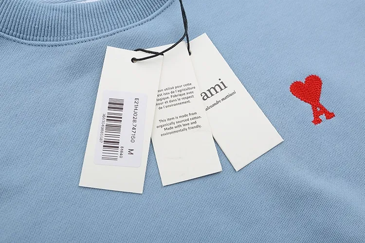 CY606# Ami Paris 2021 early autumn new product Ami de Coeur red love embroidered round neck sweatshirt for men and women. The fabric is made of 380G. Color: black, apricot, light blue, floral gray. Size: S-XL