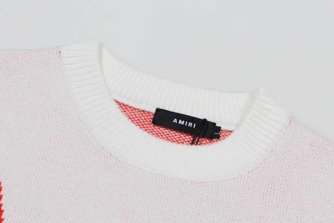 P188 💰 AMIRI 2024 new sweater with 22 letters large logo on the back Color: off-white Size: S M L