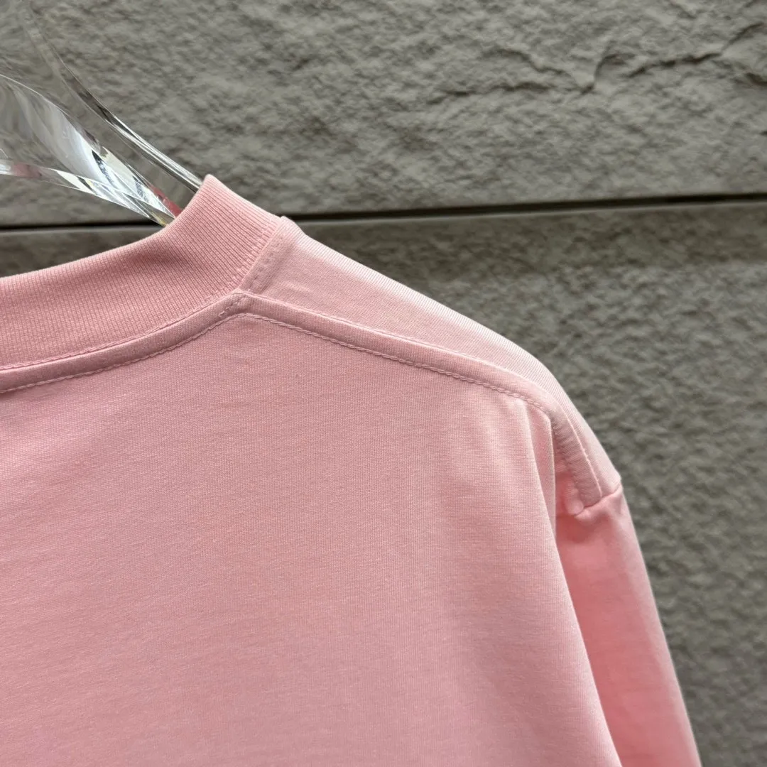 🅿️180 Ami* 2025 spring and summer new style Embroidered red love Customized double yarn plain cotton fabric Short-sleeved T-shirt Uniform for men and women Color: black white light blue light pink Size: S (90-130 pounds) M (120-150 pounds) L (140-165 pounds) XL (160-180 pounds) XXL (180-210 pounds)