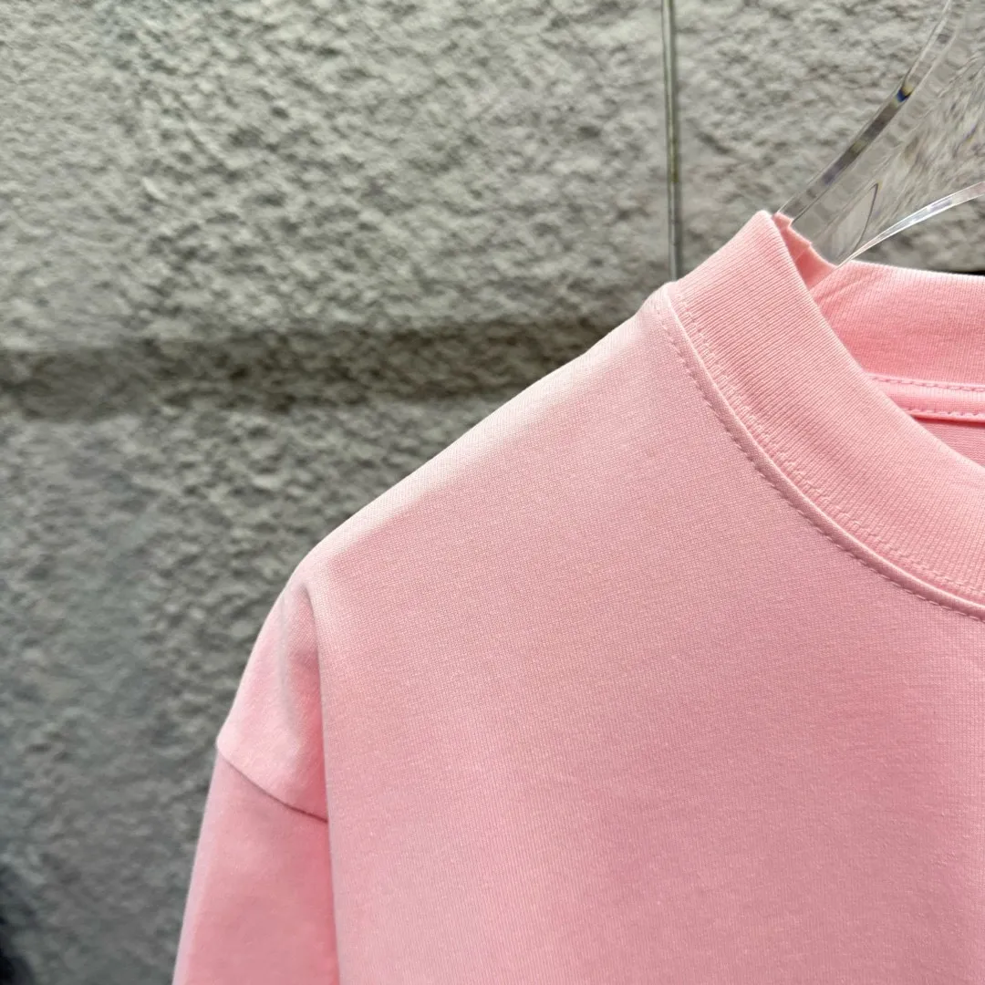 🅿️180 Ami* 2025 spring and summer new style Embroidered red love Customized double yarn plain cotton fabric Short-sleeved T-shirt Uniform for men and women Color: black white light blue light pink Size: S (90-130 pounds) M (120-150 pounds) L (140-165 pounds) XL (160-180 pounds) XXL (180-210 pounds)