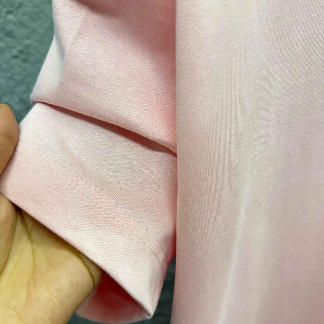 🅿️180 Ami* 2025 spring and summer new style Embroidered red love Customized double yarn plain cotton fabric Short-sleeved T-shirt Uniform for men and women Color: black white light blue light pink Size: S (90-130 pounds) M (120-150 pounds) L (140-165 pounds) XL (160-180 pounds) XXL (180-210 pounds)