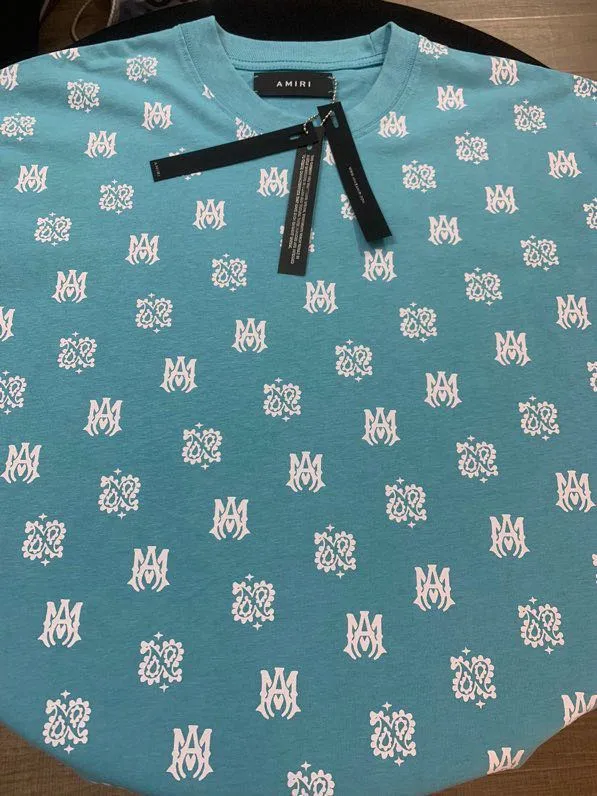 688 model P126 AMIRI real shot black white blue hanging shot S. M. L. XL details