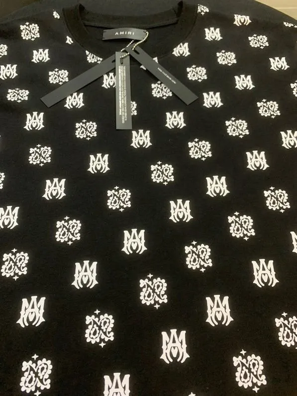 688 model P126 AMIRI real shot black white blue hanging shot S. M. L. XL details
