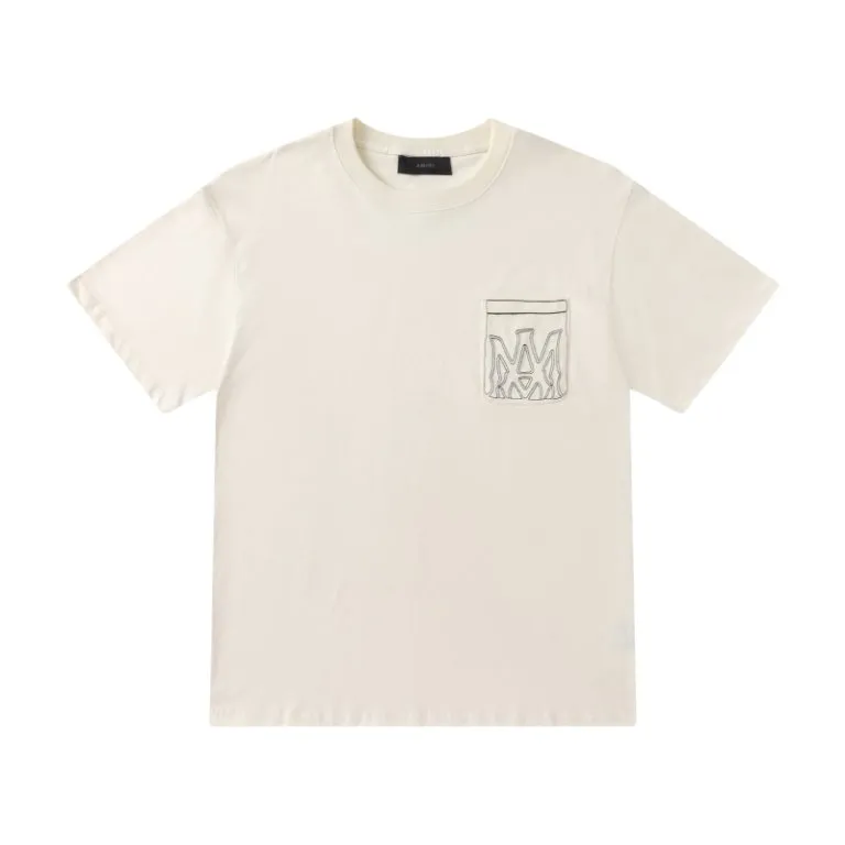 P170 8066#AMIRI pocket embroidery washed LOGO, color: beige, black, size: S M L XL