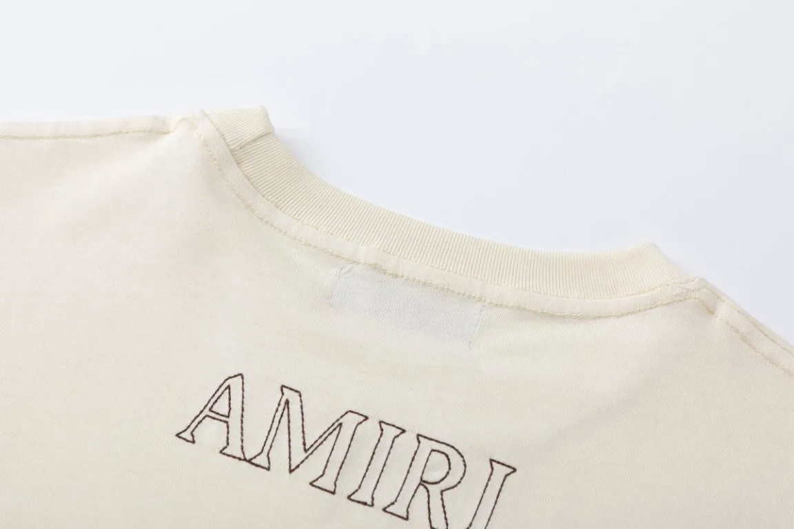 P170 8066#AMIRI pocket embroidery washed LOGO, color: beige, black, size: S M L XL