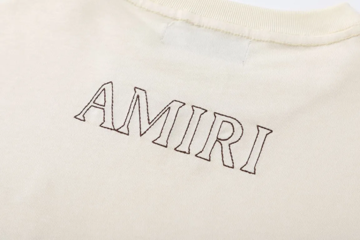 P170 8066#AMIRI pocket embroidery washed LOGO, color: beige, black, size: S M L XL
