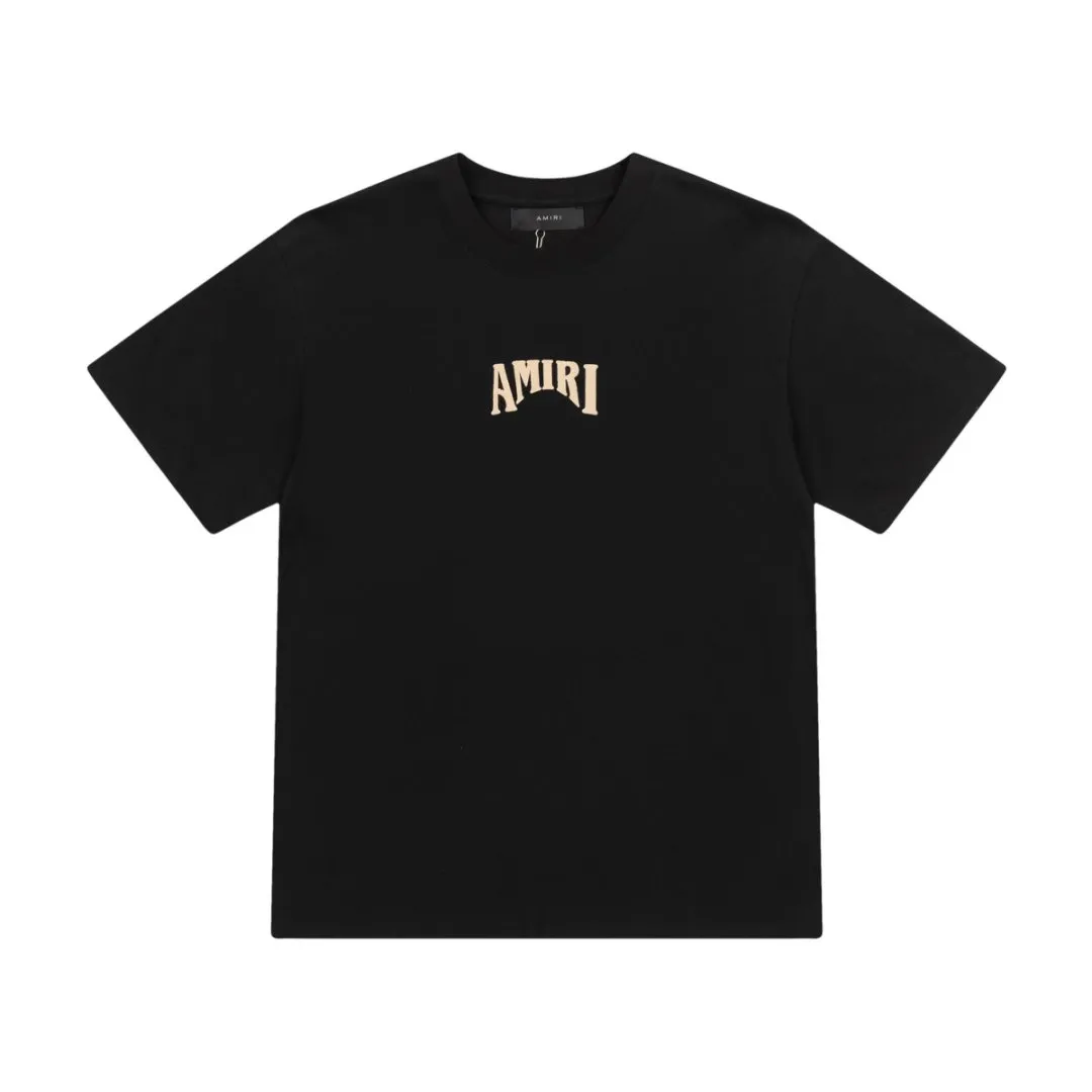 8022#P144amiri suede foam printed logo, made of 300g weight fabric, color: black, white, grape purple. Size: S M L XL
