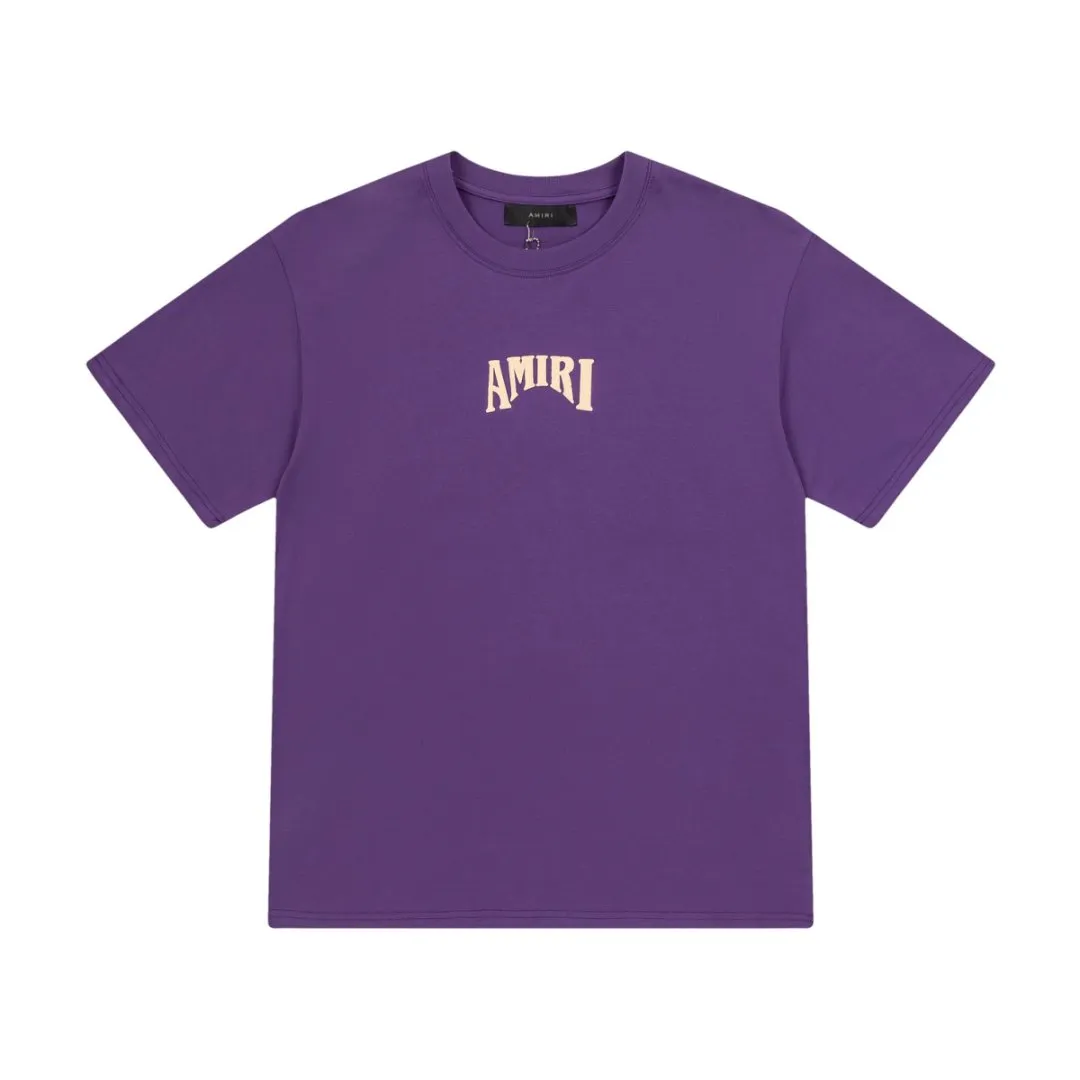 8022#P144amiri suede foam printed logo, made of 300g weight fabric, color: black, white, grape purple. Size: S M L XL