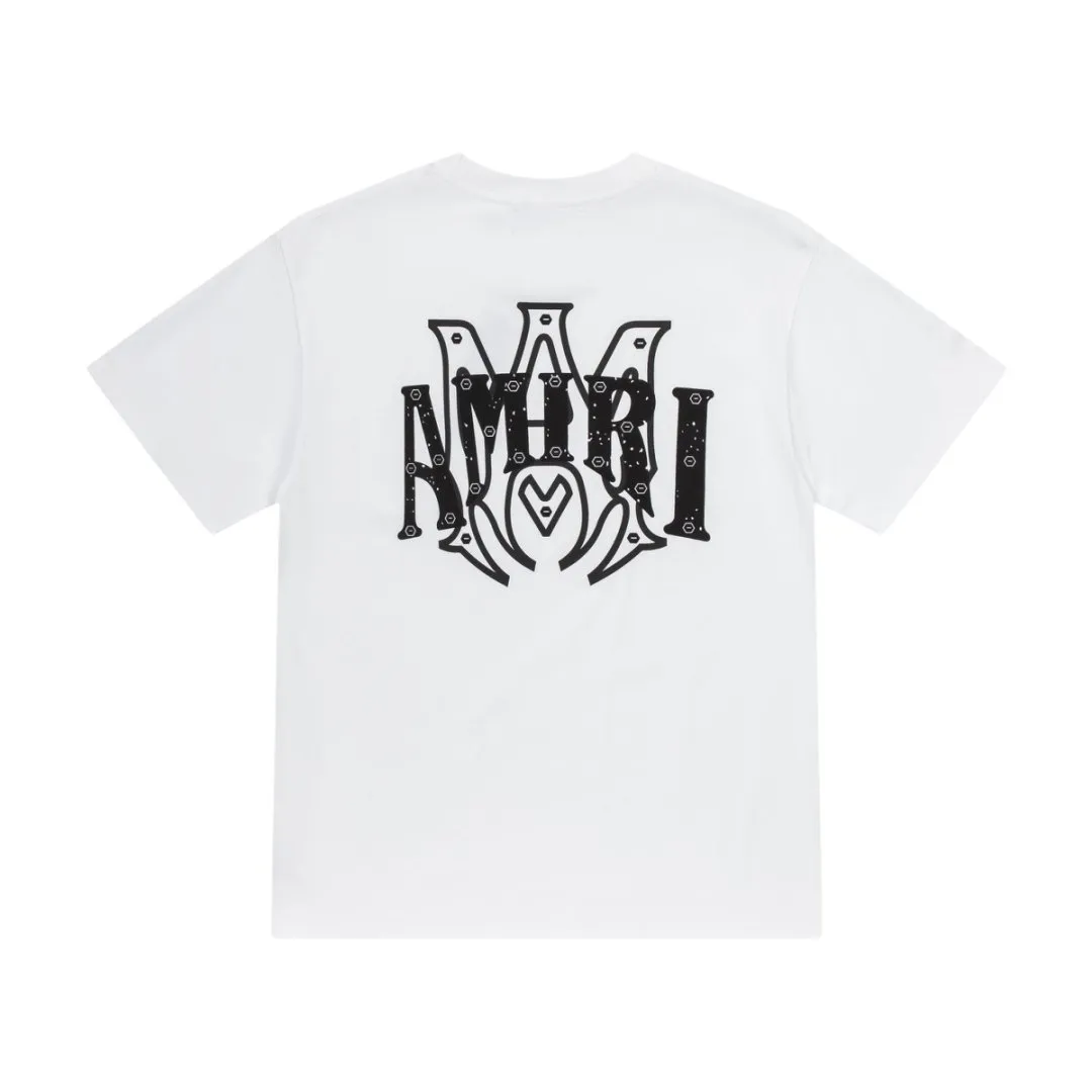 8022#P144amiri suede foam printed logo, made of 300g weight fabric, color: black, white, grape purple. Size: S M L XL