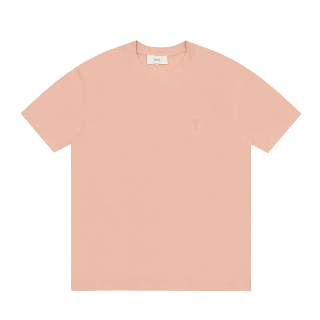 Ami Amy 2024ss autumn classic small embroidered love short sleeves ✅240G Xinjiang long-staple cotton top double yarn, shrinkage rate controlled at 2%, export-grade solid color quality, truly not easy to deform, shrink, and not fade ✅Maximum size can be worn 230 pounds, no pressure to export to Europe and the United States, size S-XL Color: 7 colors, white, black, gray, sky blue, navy, sapphire blue, dark green, coffee, brown, apricot Egg yolk, wine red, meat powder, taro purple