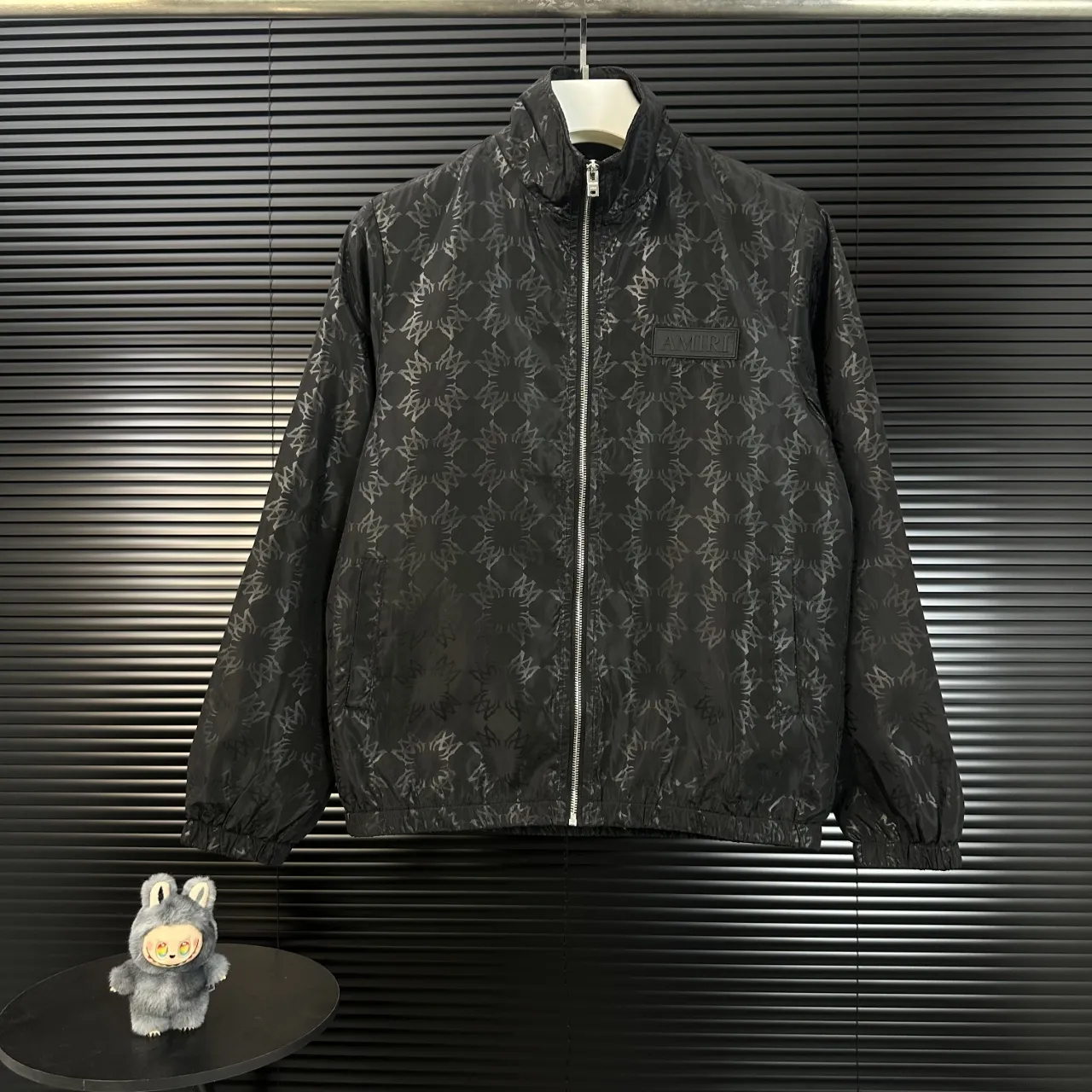 P280 AMIRI 2025 autumn and winter new style, stand-up collar windbreaker jacket, chapter embroidery, official website synchronization, original custom-made hardware zipper, neat stitching, perfect upper body effect, men's casual jacket, color: black, size: M-3XL